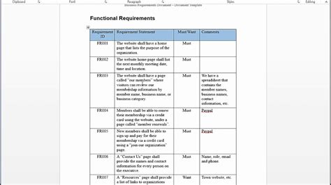 Sample Functional Requirements Document For Website | The Document Template