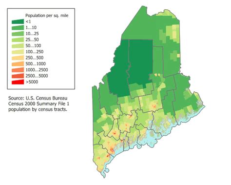 Maine Population Density Map