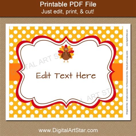 Printable Thanksgiving Sign, Party Decoration | Digital Art Star