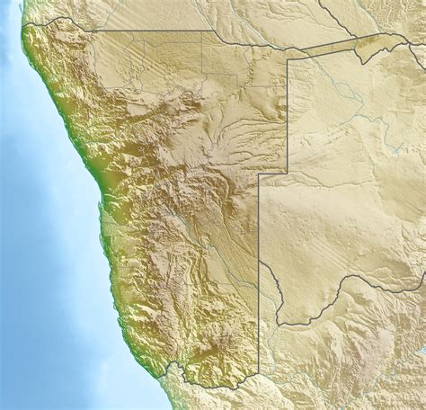 Namibia - topographic • Map • PopulationData.net