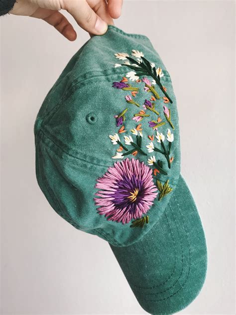 hand made embroidered hat | Embroidery inspiration, Embroidery patterns, Hat embroidery