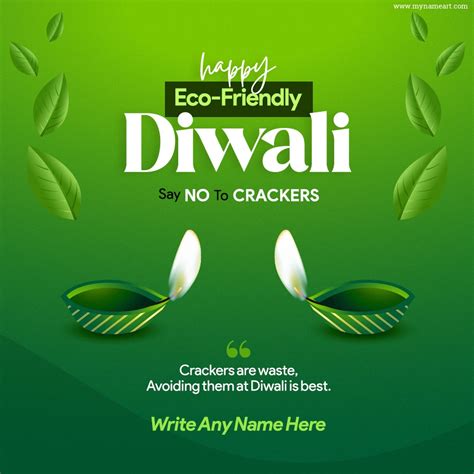 Green Leaf Embellished Eco-Friendly Diwali Template with Quotes