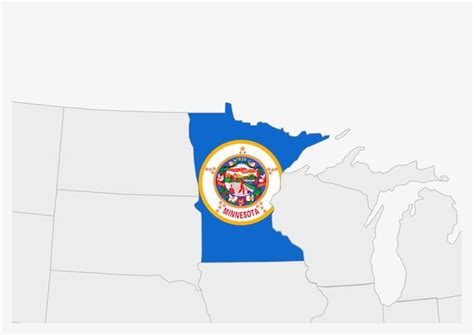 Premium Vector | US state Minnesota map highlighted in Minnesota flag ...