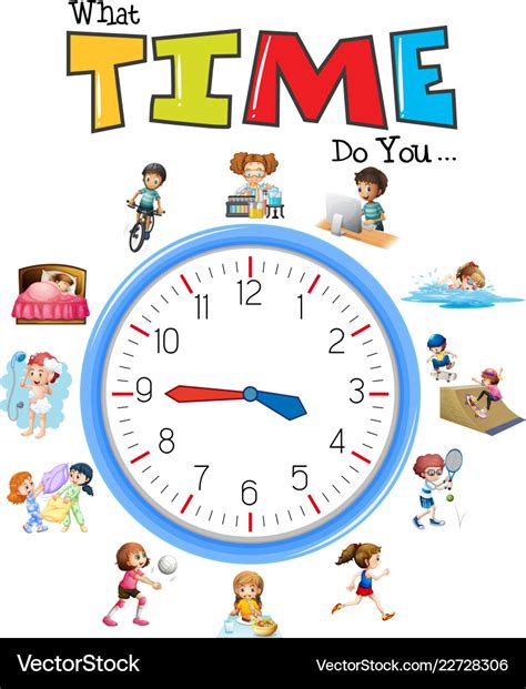 Clock and activity time Royalty Free Vector Image