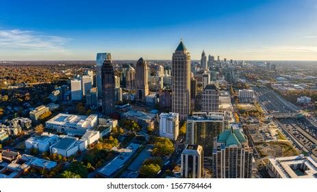 Aerial Panoramic Picture Downtown Atlanta Skyline Stock Photo ...