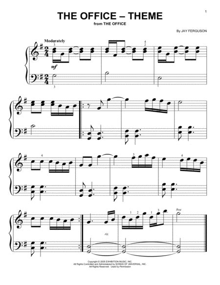 the office theme song piano sheet music The office theme song sheet music for piano download ...