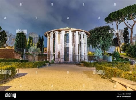 Rome Hercules Temple at Night Stock Photo - Alamy