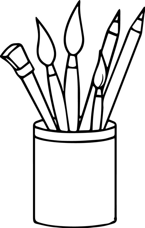 Art Supplies Pencils Paint Brushes Coloring Page | Wecoloringpage.com