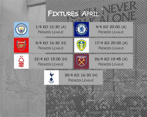 Liverpool Fixtures April 2023 | Liverpool Match