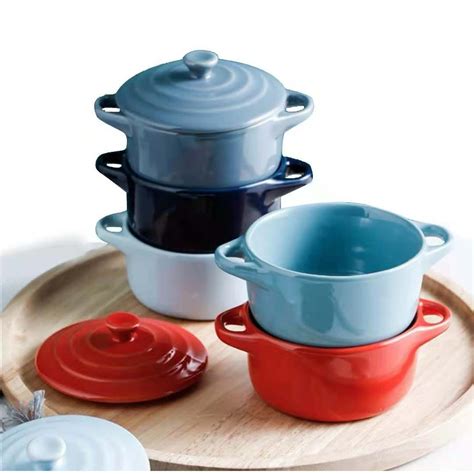 Ceramic Baking Bowl Soup Bowl Dessert Dish Bakeware with lid Microwave ...