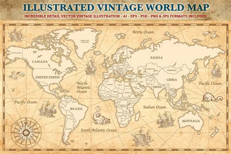 Vintage World Map Printable