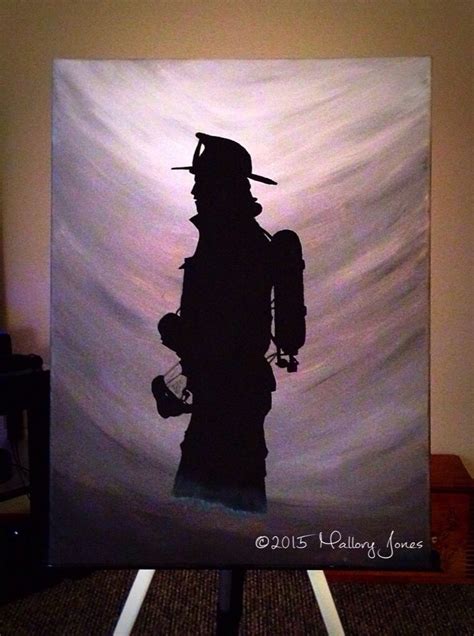 Silhouette firefighter painting, done by myself. | Firefighter art ...