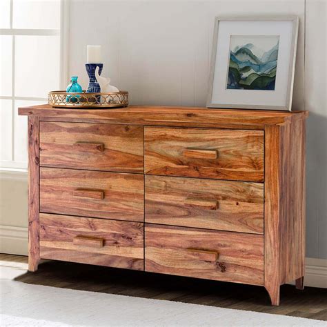 Delaware Rustic Solid Wood Bedroom Dresser With 6 Drawers in 2019 | Solid wood platform bed ...