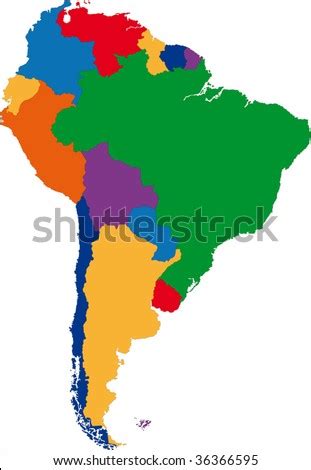 Colorful North America Map Countries Capital Stock Vector 36304996 - Shutterstock