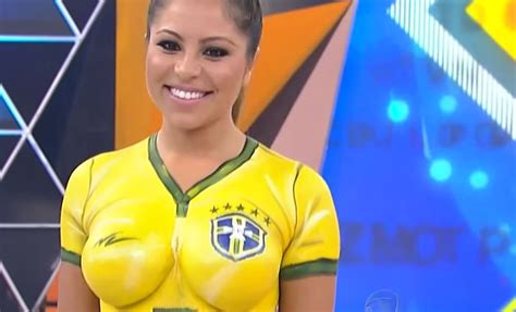 Brazil Football (Soccer) Body Paint Girl - Badchix Magazine