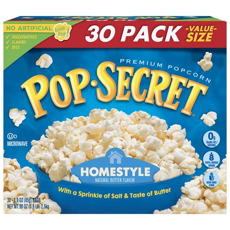 Pop Secret Microwave Popcorn, Homestyle, 3 Oz, 30 Ct - Walmart.com ...