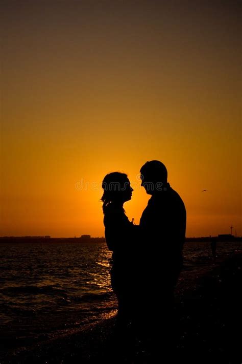 Romantic Couple Silhouette on the Beach Stock Photo - Image of lover, male: 25893744