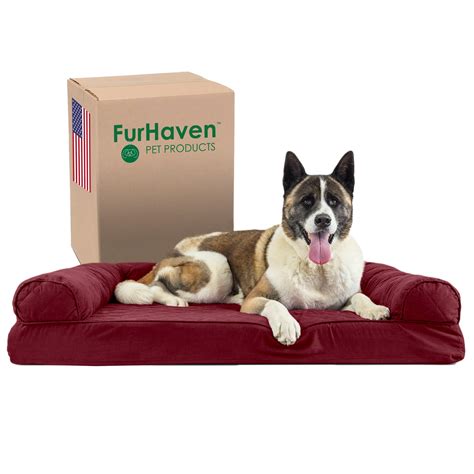 Furhaven Memory Foam Dog Bed for Large Dogs w/ Removable Bolsters ...