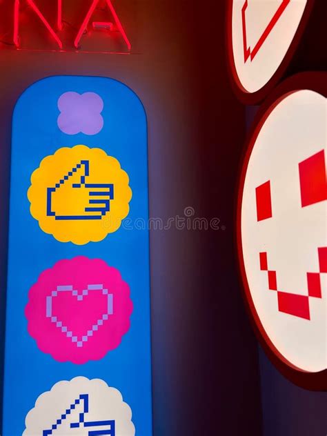 Multicolored Emoji Illumination in a Dark Room Editorial Photography - Image of multi, number ...