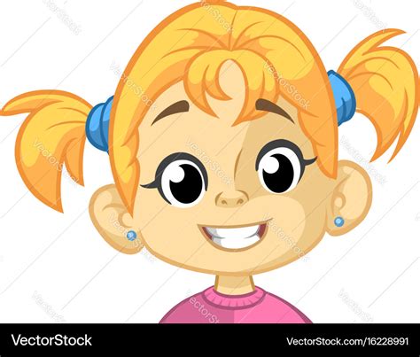 Cartoon funny girl head Royalty Free Vector Image