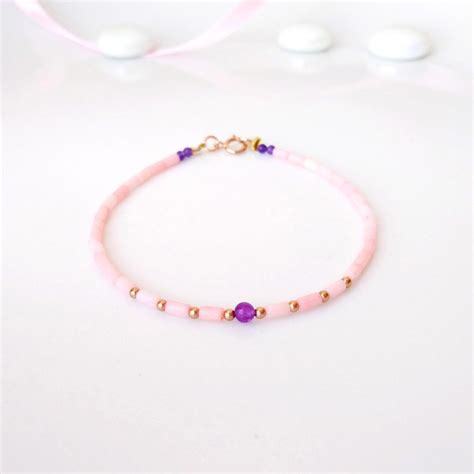 Rose gold filled amethyst stack bracelet for women - NicteShop