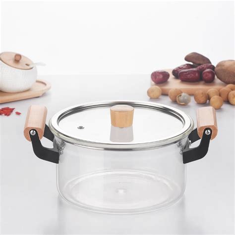 China Factory Hot Borosilicate Big Size Transparent Clear Double-ear Cooking Pot Borosilicate ...