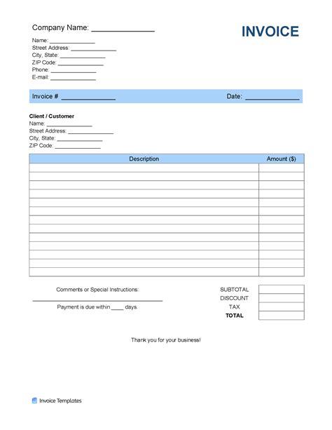 Editable Invoice ~ Excel Templates