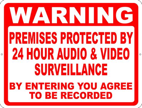 Warning Premises Protected 24 Hr Audio Video Surveillance Sign – Signs by SalaGraphics