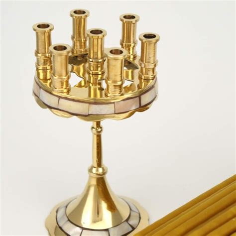 Set of Seven Candle Holder Mother of Pearl Inlay and 100 Beeswax ...