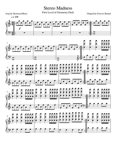 Stereo Madness Sheet music for Piano | Download free in PDF or MIDI ...