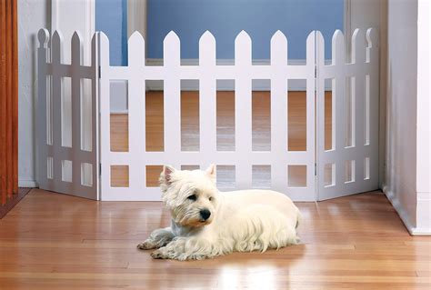 Zoogamo 3 Panel Wood Picket Fence Design Pet Gate - 19 Inches Tall and Expands Up to 48'' Wide ...