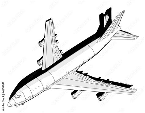 Super high resolution Boeing 747 outline rendering. ilustración de Stock | Adobe Stock