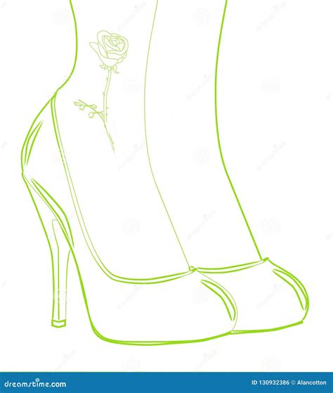 Red Tattoo in Heels Outline Stock Illustration - Illustration of court, graphic: 130932386