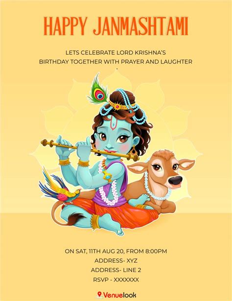 Happy Krishna Janmashtmi E-Invite | Krishna janmashtami, Invitation ...