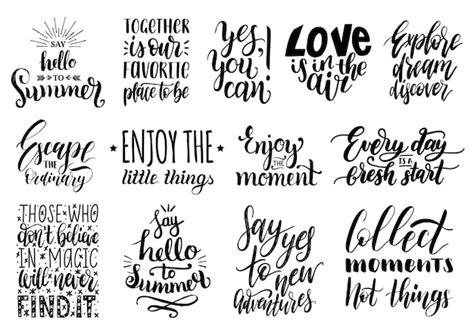 Premium Vector | Set of hand lettering with motivational phrases ...