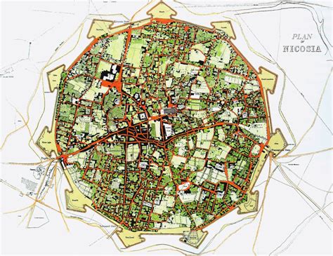 Plano aéreo de la ciudad de Nicosia (Chipre). Desde la ocupación turca las murallas quedaron ...