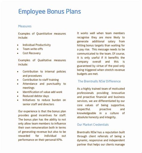 40 Employee Bonus Plan Template | Hamiltonplastering