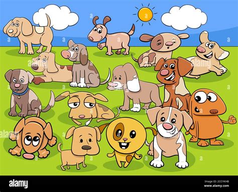 Cartoon Illustration of Cute Puppies or Little Dogs Animal Characters Group Stock Vector Image ...