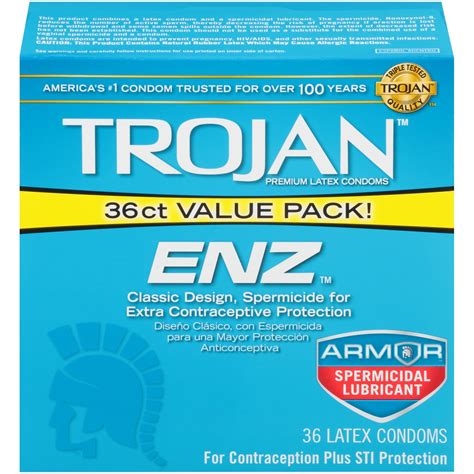 Trojan ENZ Armor Spermicidal Lubricated Condoms - 36 Count - Walmart.com - Walmart.com