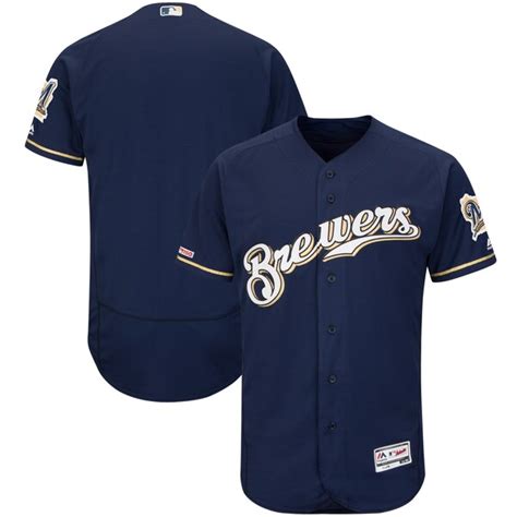 Men's Milwaukee Brewers Majestic Alternate Home Navy Flex Base ...