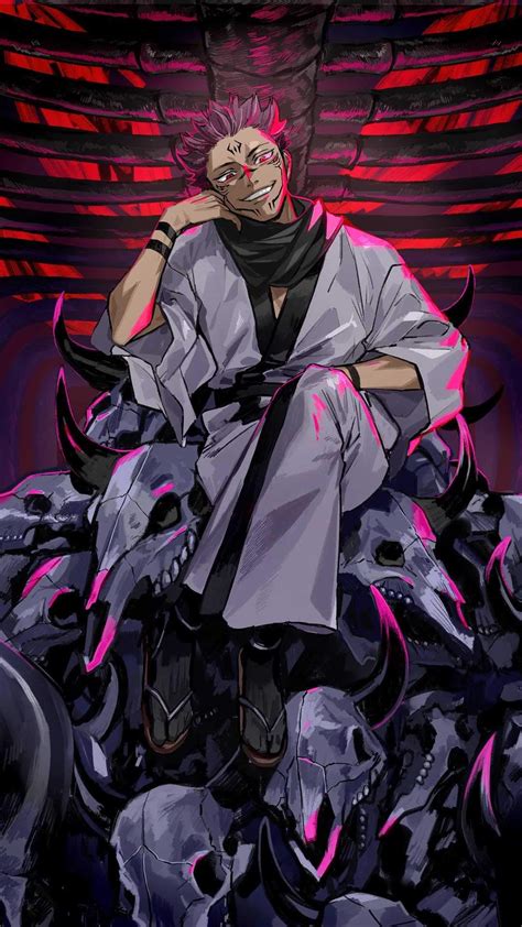 jujutsu kaisen sukuna sitting on throne | Anime Amino