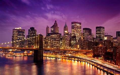 Pont de Brooklyn la nuit-Villes HD Fond d'écran Aperçu | 10wallpaper.com