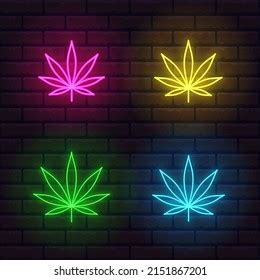 Collection Colorful Bright Neon Weed Leaf Stock Vector (Royalty Free ...