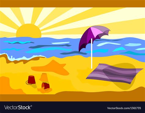 Beach in a sunny day Royalty Free Vector Image