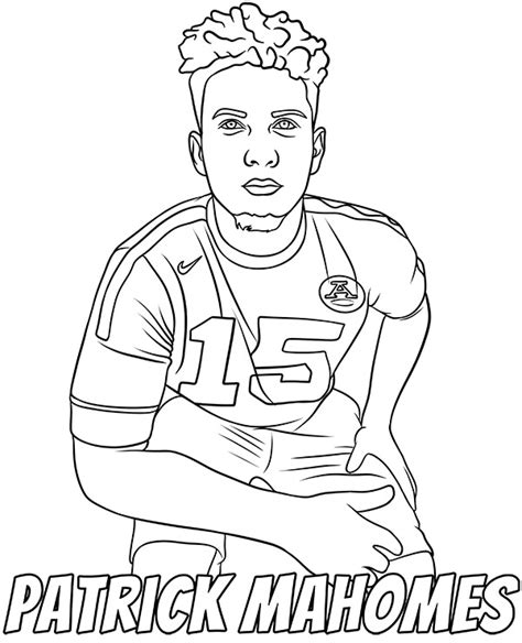 Patrick Mahomes coloring sheet footballer - Topcoloringpages.net