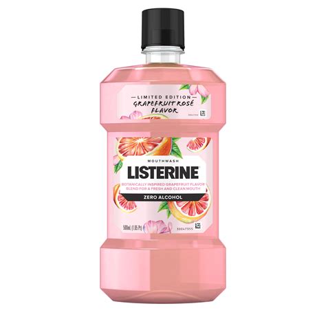 Listerine Zero Alcohol Mouthwash, Grapefruit Rose Flavor, 500 mL ...