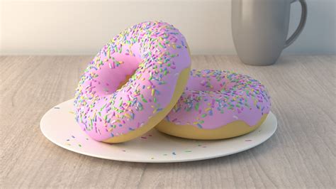 Donut two donuts with sprinkles on plate 3D model | CGTrader