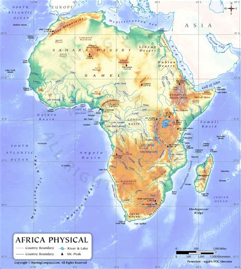 Africa Physical Map Mountains
