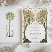 Vintage Art Nouveau Love Tree Wedding Invitation | Zazzle