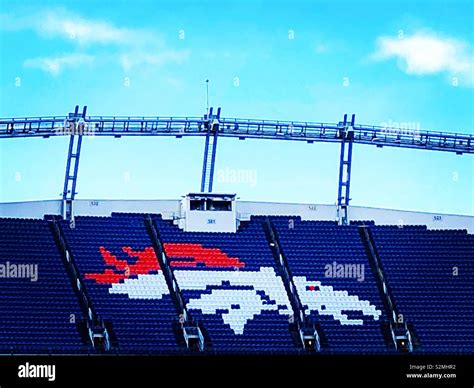 Broncos Stadium Broncos logo on empty seats Stock Photo - Alamy